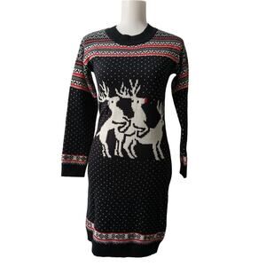 Festified Holiday Clothing Naughty Reindeer Sweater Dress Frisky Rodolf Small